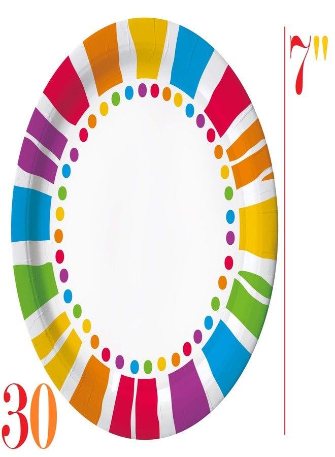 أوجامي مجموعة لوازم حفلات قوس قزح من أوجامي - تكفي 30 ضيفًا | أطباق وأكواب ومناديل ورقية للاستخدام مرة واحدة | مجموعة أدوات مائدة ملونة لأعياد الميلاد وحفلات الأطفال والاحتفالات - Image 3